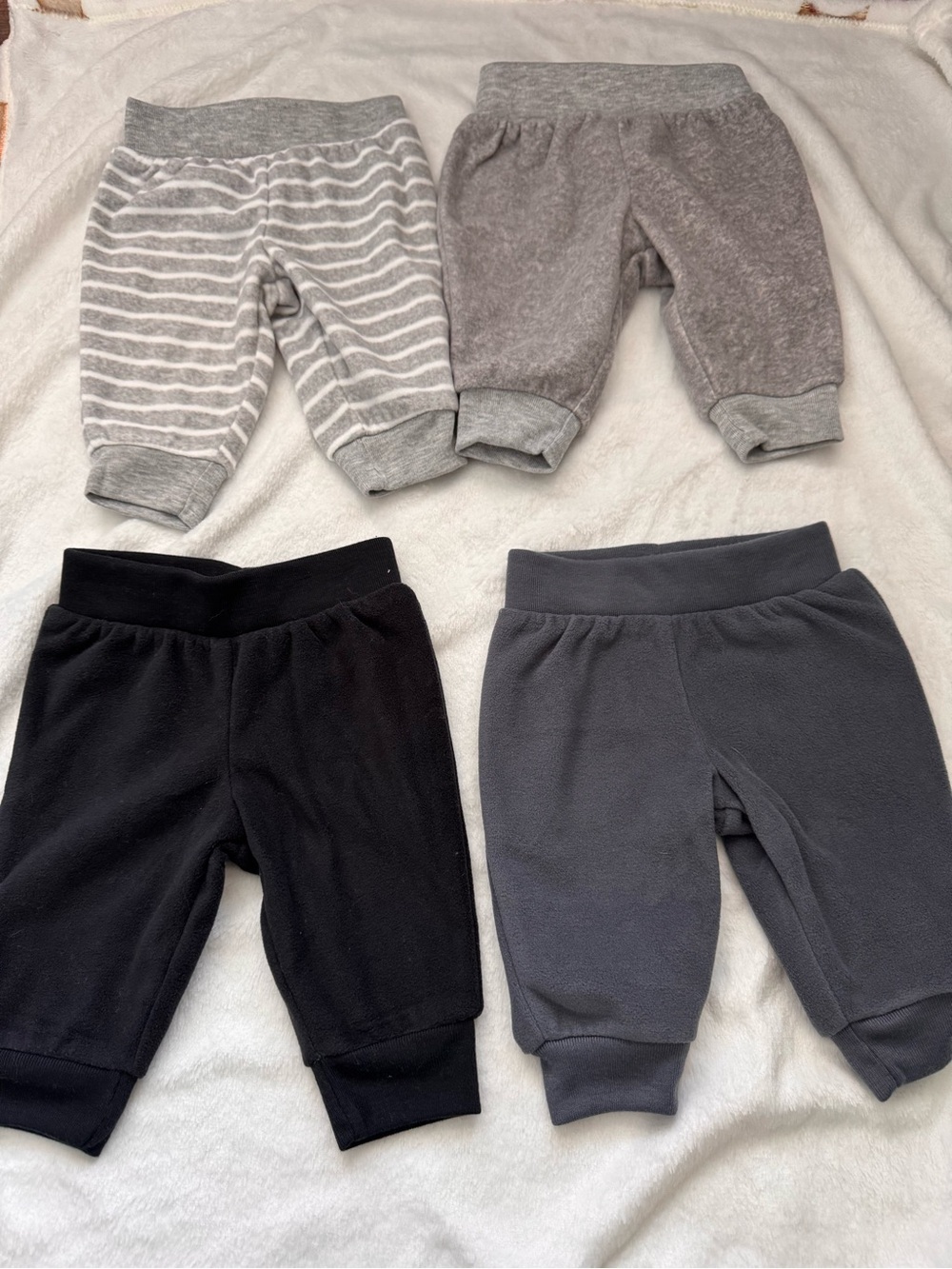 Baby Cozy Knit & Fleece Pants - Gray, Light Gray Stripe, Charcoal, Black